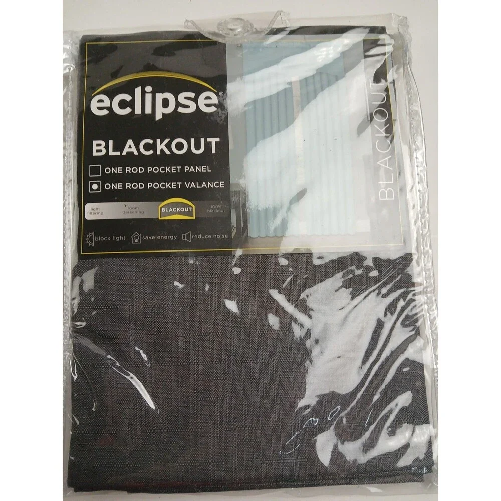 NEW Eclipse Blackout 42 x 18 Tab Top single curtain panel 'Charcoal' #CT21